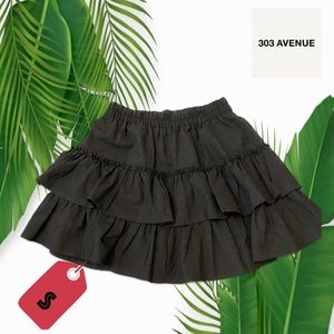 Charcoal Tiered Ruffle Skirt - Boho and Casual Elegance